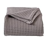 100% Cotton Waffle Weave Bed Blanket | Soft, Breathable, and Lightweight Blanket for All-Season | Perfect for Layering | Brielle Collection (King, Charcoal)
