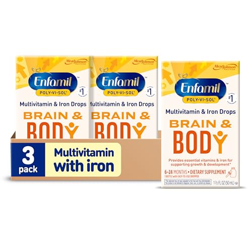 Enfamil Poly-Vi-Sol with Iron Liquid Multivitamin Drops, Supports Growth & Development*, 50mL Bottle​ (Pack of 3)