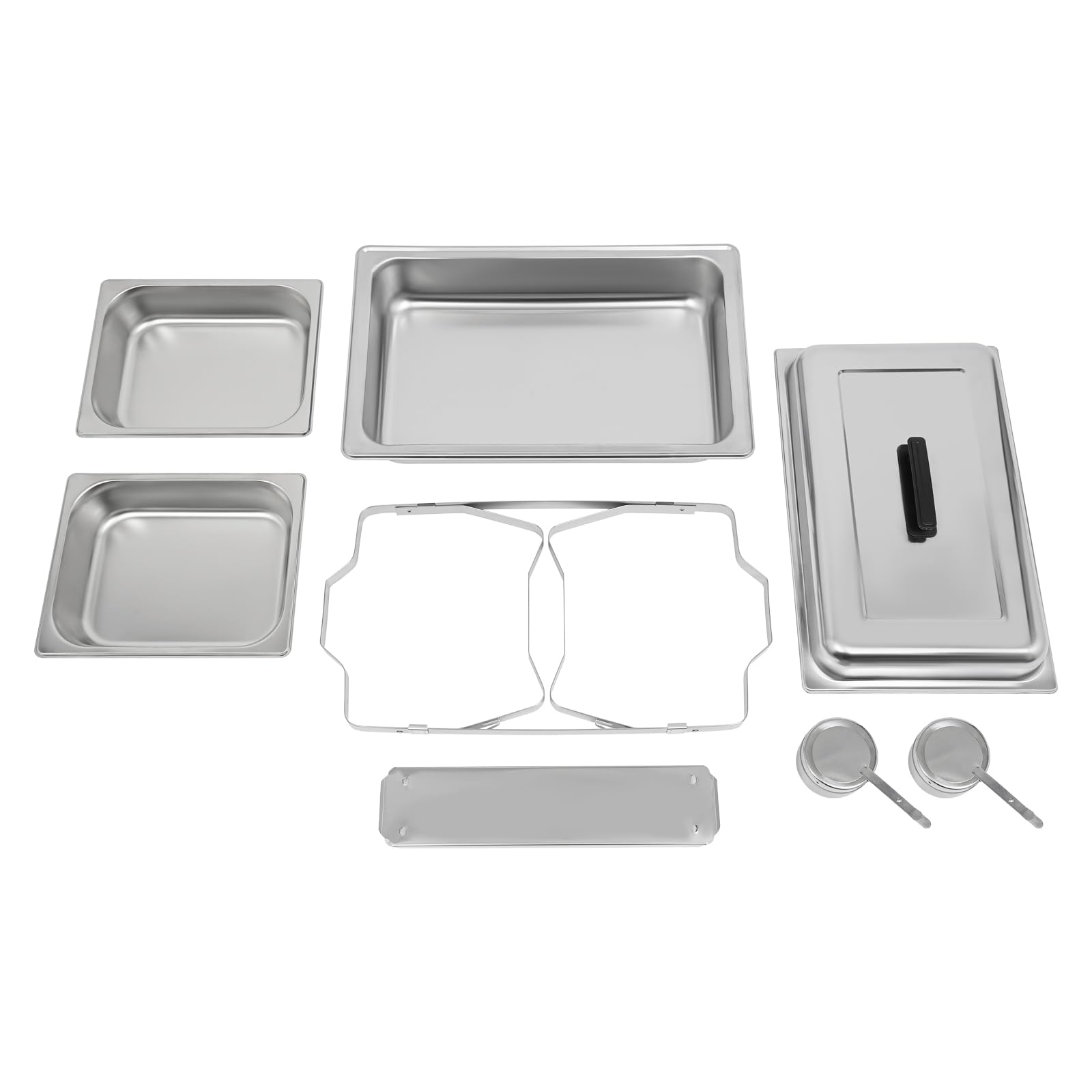 Chafing Dish Set scalda buffet, 6 l, in acciaio inox, con 2 contenitori, scalda buffet rettangolari per catering, feste, matrimoni, ristorante, struttura e supporto per combustibile inclusi