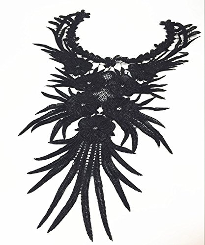 1 Pc Lace Collar Beautiful Flower Venise Lace Trim Sewing Appliques (Black) #TOP1