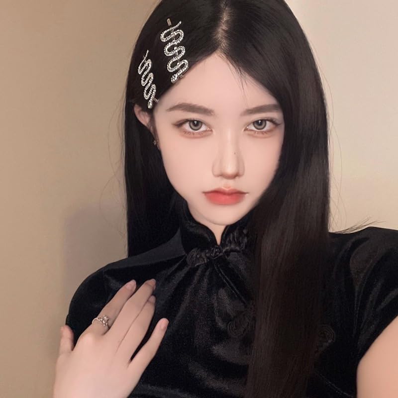 Miniatura 4 de Pinzas de pelo de serpiente con diamantes de imitación plateados para mujer, pasadores de pelo de serpiente, pinzas de metal para el cabello,