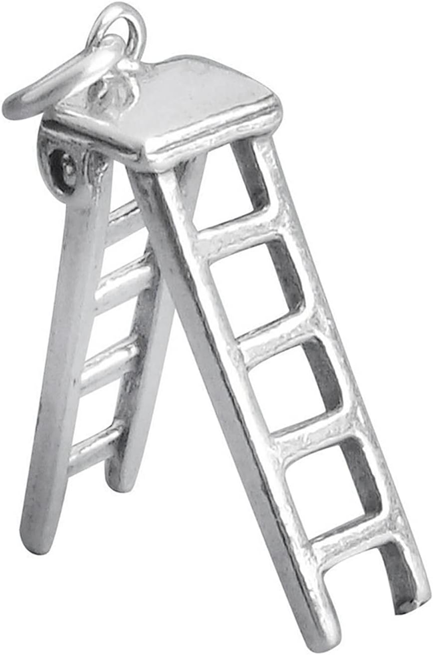 Step Ladder Movable 3D 925 Solid Sterling Silver Charm Pendant Bracelet Jewelry Making Supply