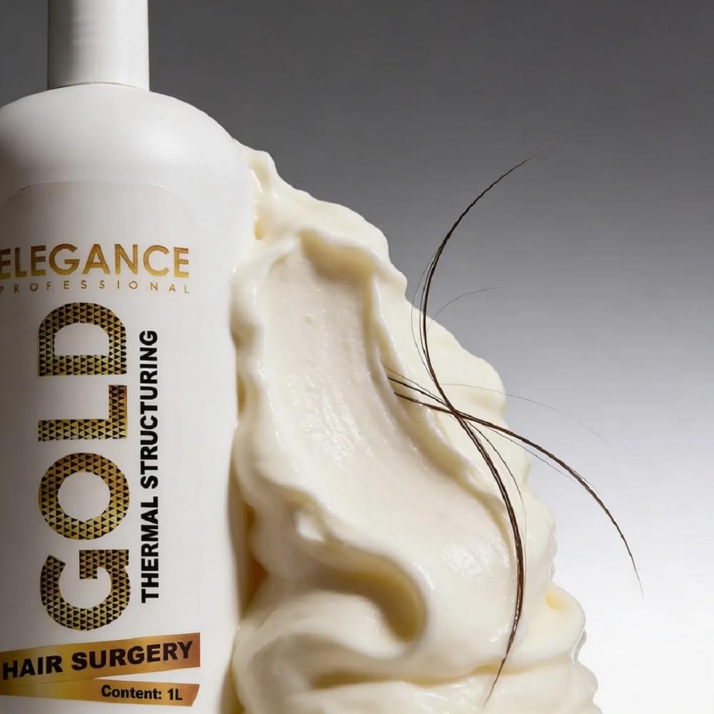 Elegance Professional Gold Hair Surgery (33.81 fl oz) – Deep Repair & Rebuilding Treatment for Extremely Dry, Bleached & Chemically Damaged Hair – Restores Porosity & Strength.