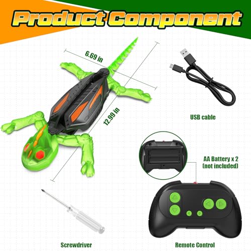 Wall Climbing Gecko, Glow-in-The-Dark Lizard Wall Crawler, Remote Control Lizard with LED Eyes, 360° Rotating Electric Reptile Robot for Floor and Wall, Christmas Birthday Gift for 3-8 Year Old Kids by Goody King - Image 6