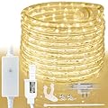 West Ivory 1143LEDs, 150ft Warm White Outside LED Rope Light, 8 Modes, Connectable Outdoor Permanent Waterproof Accent Exterior Lighting, PVC Case, Holiday, Backyard Patio, Home Garden, Decorative