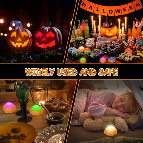 Image of Halloween Pumpkin Lights Battery Operated, Remote Control Always On /Colorful Candlelight Ambient Light Multi-Function Timing Bedside Light for Bedroom