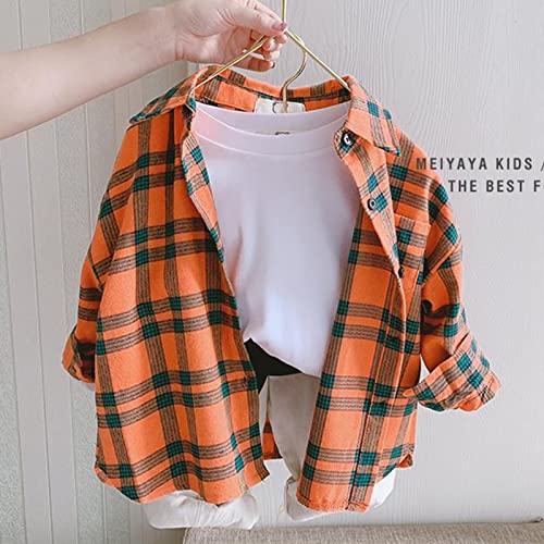 Toddler Boys Girls Flannel Shirt Jacket Plaid Long Sleeve Lapel Button Down Shacket Kids Cardigan Shirts Fall Coats2
