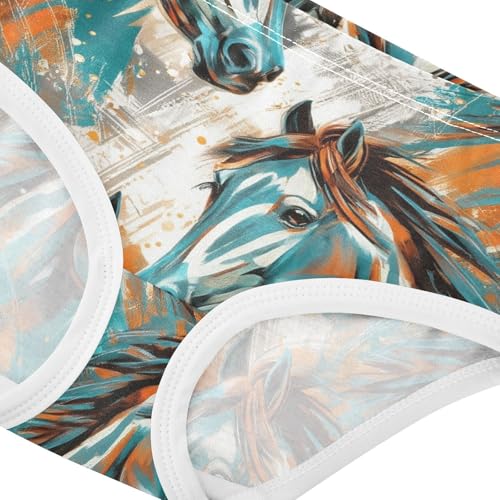 Joisal Cotton Toddlers Underwear Floral Wild Horse Teal Orange Panties Little Girl Artistic Briefs Kids Undies 2t4