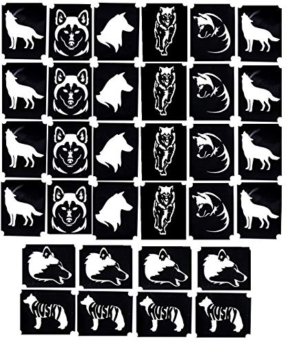 Husky Dog Collection (HuskY Glitter Airbrush Tattoo Stencils)