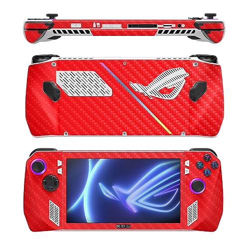 Image of MightySkins Carbon Fiber Skin Compatible with Asus ROG Ally - Solid Red | Protective, Durable Textured Carbon Fiber Finish | Easy to Apply, Remove, and Change Style