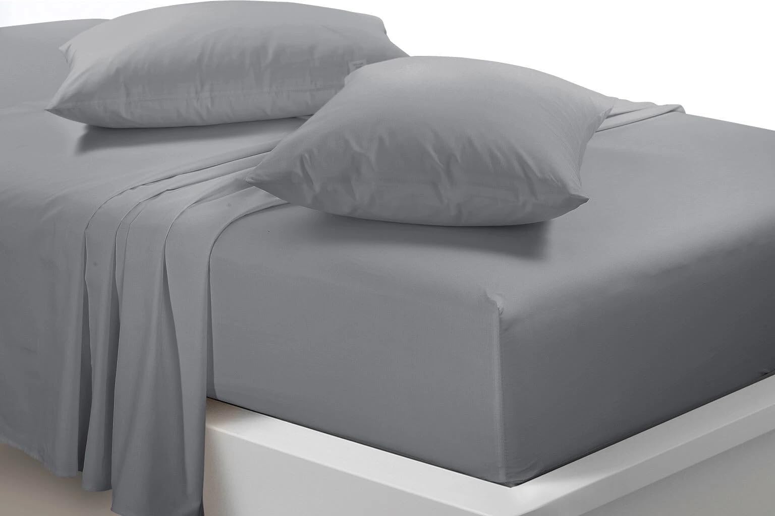 Ultra Soft Microfiber Flat Bed Sheet – Single, Double, King & Super King Sizes – Wrinkle-Free Easy Care Bedding (grey, Double)