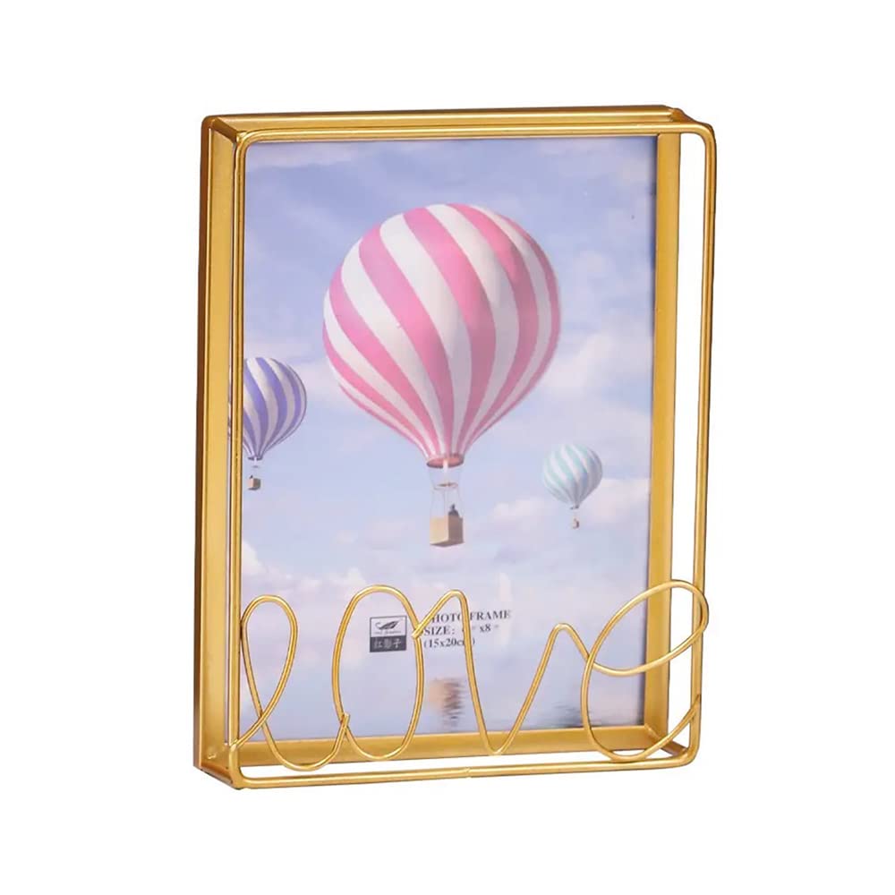 Penny Wise® | Trending Slim Gold Metal Photo Frame | Wall & Table | Durable & Tarnish Resistant Gold | Eco Friendly Metal | Classy Looking Desk Accessory | Home & Office Decor | Single Piece (Love)