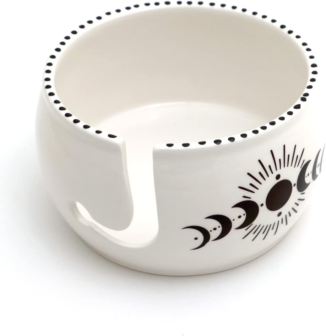Moon Phase Ceramic Yarn Bowl, Halloween, Crafty, Witches, Mystical Gifts, Ceramic, Lennymud by Lorrie Veasey