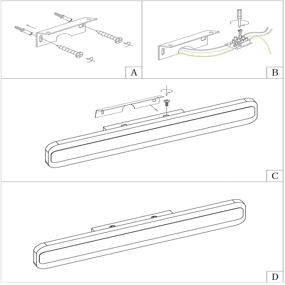 LED 18W Badleuchte Spiegellampe 1440Lumen 60CM 230V 3000K IP44 Spiegelleuchte Badlampe Warmes Licht Badezimmer Schrankleuchte Badspiegelleuchten Wandlampe Wandleuchte aus Acryl Kein Flimmern