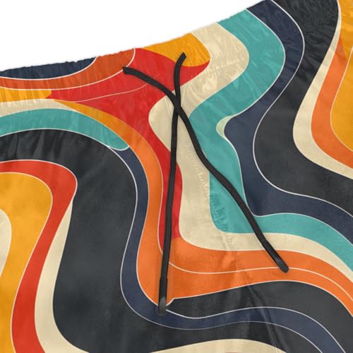 Men's Swim Trunks Size S Abstract Ripple with Mesh Lining Soft Breathable Quick Dry Beach Shorts Yellow4