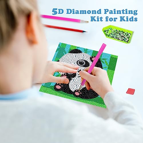 Labeol 4 Pieces 5D Diamond Painting Kit For Kids Full Drill Painting By Number Kits For Beginners Diy Diamond Rhinestone Art Craft Set For Home Office Wall Decor (Animal) #TOP3