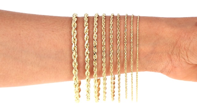 10K Oro Giallo 2mm-10mm Taglio Diamante Collana Bracciale Uomo Donna 7 - Foto 6