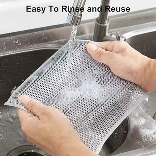 Image of Multipurpose Wire Dishwashing Double Layer Rags for Wet and Dry Stainless Steel Scrub Non-Scratch Wire Dishcloth for Washing Dishes Sinks Counters Easy Rinsing Machine Washable (Pack of 12)