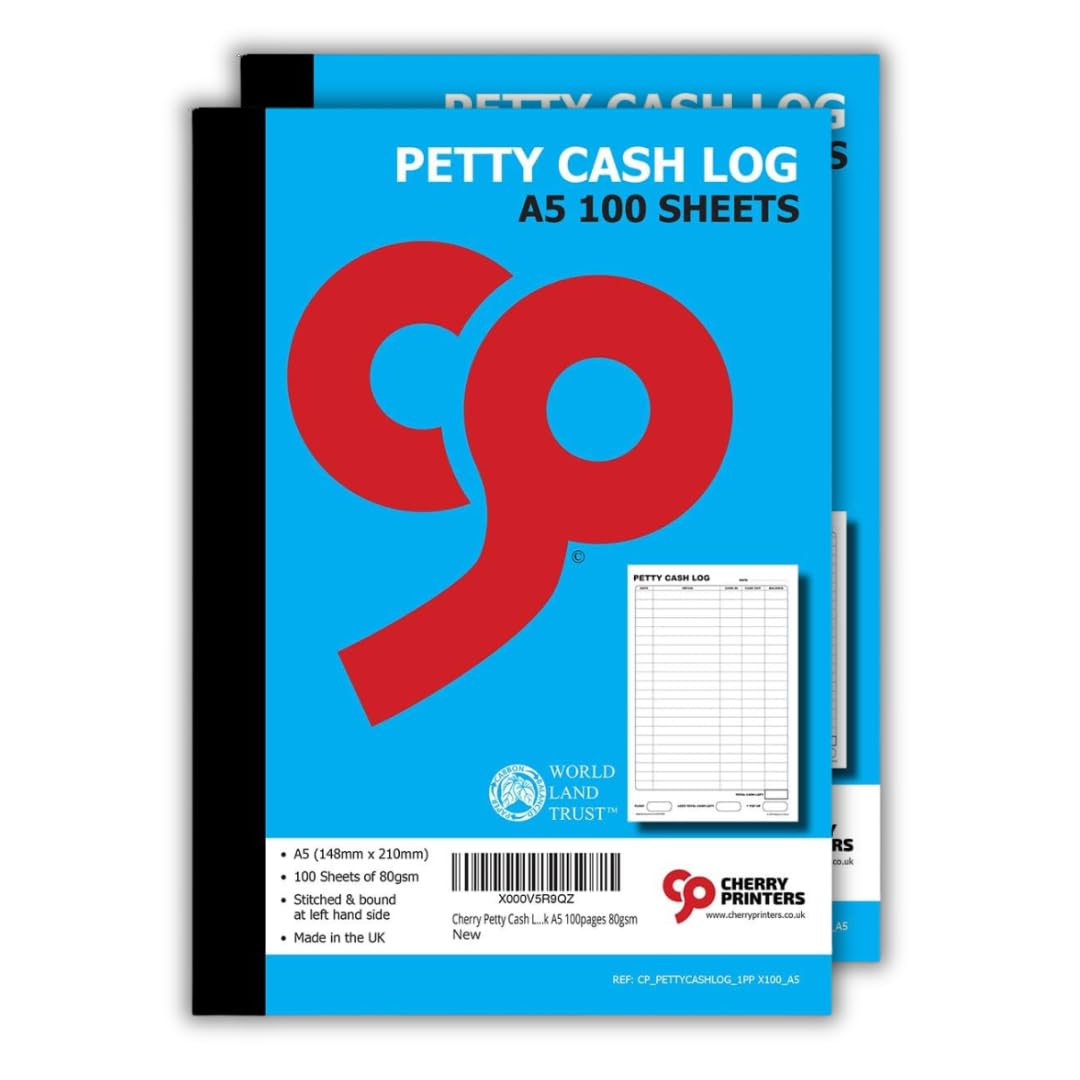Cherry Printers | Petty Cash Log Book | A5 100pages | 80gsm | 2 Pack — image 1