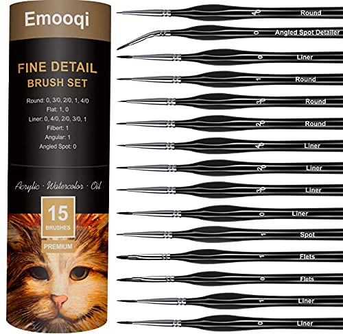 Emooqi Detail Paint Brushes Set, 17 Pieces Fine Detail Paint Brushes Set For Watercolor Oil Acrylic,Craft Models Rock Paint, Model Paint, Miniature Nail Art Paint, Face Painting Brush, Detail Painting #TOP6