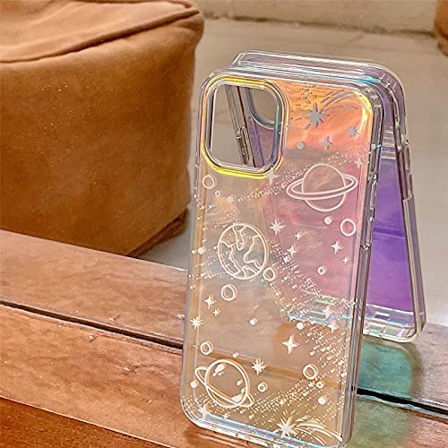 I-Mgae-In-Ar Space Planet Aesthetic Clear Crystal Case For Iphone 12,Iphone 12 Pro 6.1 Inch 2020 Released,Shockproof Pc+ Tpu Bumper Protective Cover For Shiny Glitter Color Cute Design For Women,Girls #TOP2