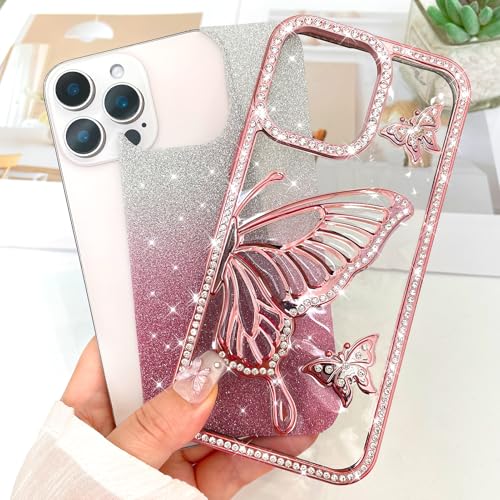Coque papillon strass iPhone 16 Pro Max pour femmes et filles - 2
