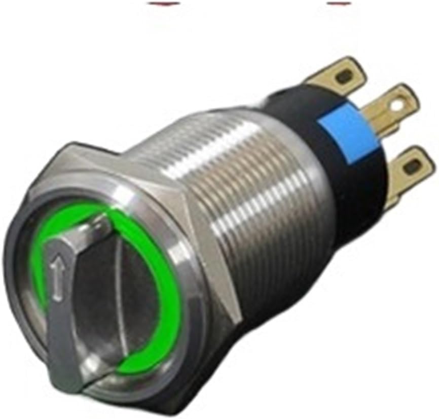 PPOZYLPC 16mm metal knob rotary switch with green ring LED illumination