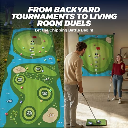 TOY Life Golf Chipping Game, Double-Sided Sticky Golf Pro Battle Mat with 20 Sticky Balls & 4 Darts, Backyard Chipping Games for Adult Kids Outdoor & Indoor - Image 4