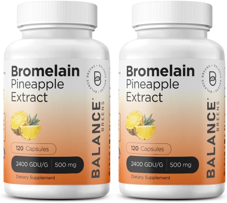 Balancebreens Bromelain 500mg Caps – 2400 GDU Pineapple Extract Supplement for Joint Support, Natural Swelling Support, and Healthy Digestion – 120 Capsules Made in USA