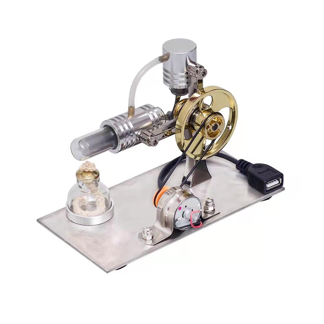 Kisss Stirlingmotor Bausatz, L-förmig Sterlingmotor Motor Externer Stirlingmotor Modell, Stirlingmotor Stromgenerator Dampfmaschine Modell für Technikbegeisterte DIY Experiment Lernspielzeug
