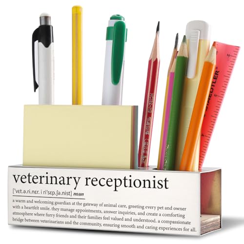 THRXOBN Veterinary Receptionist Gift, Front Desk Office Organizer for Animal Care Professionals, Thoughtful Desk Decor, Stainless Steel Pen Holder, 5.1 * 1.49 inch,WTW21