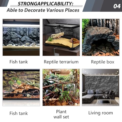 Image of 17.7x11.8in Rock Terrarium Background,3D Reptile Tank Background Board,Amphibian Stereo Backdrop Wall,Lizard Snake Gecko Spider Fish pet silo Background Decorative Panel(Paleyellow)