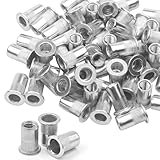 100 Stück Nietmuttern M6, Nietmutter Edelstahl Blindnietmuttern Flachkopf Einnietmuttern Gewinde Rivet Einpressmuttern für Metall und Kunststoffplatten