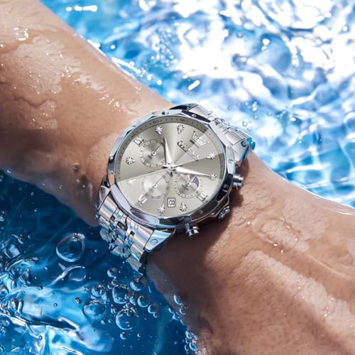 Image of OLEVS Men Watch Business Dress Diamond Luxury Watch Luminous Easy to Read Date Waterproof Stainless Steel Quartz Analog Simple Dress Watch