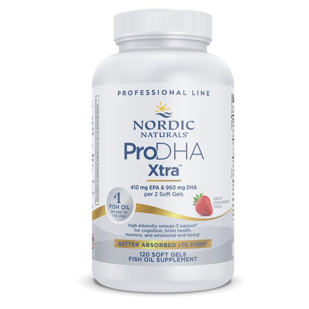 Nordic Naturals ProDHA 1000, Strawberry - 120 Soft Gels - 1660 mg Omega-3 - High-Intensity DHA Formula for Neurological Health, Mood & Memory - Non-GMO - 60 Servings