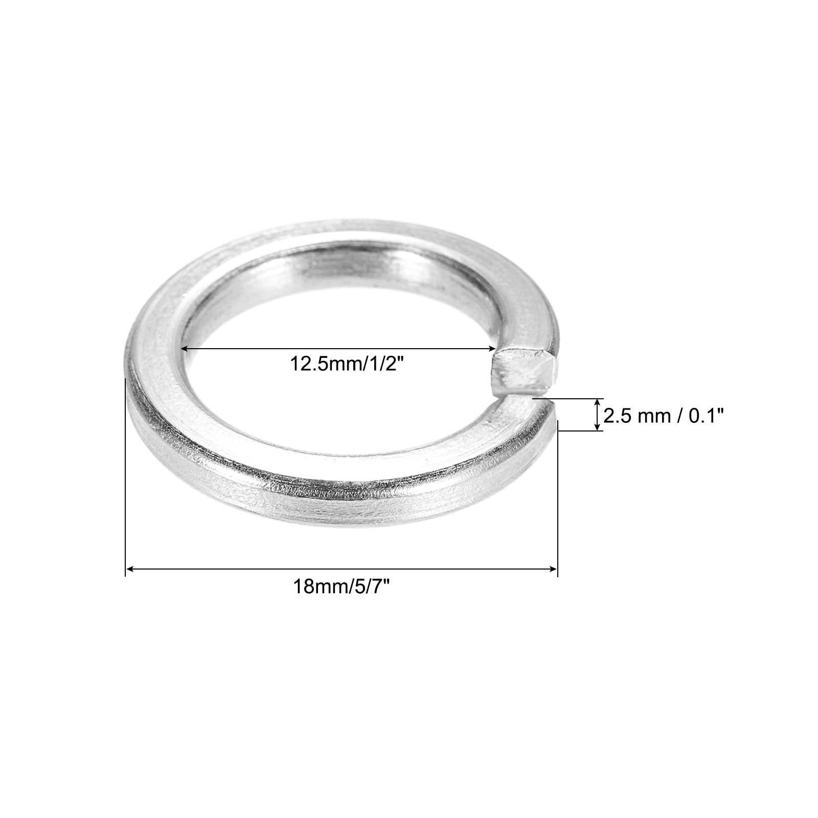 PATIKIL 1/2" Spring Lock Washer, 80 Pack 304 Stainless Steel Split Lock Washer Elastic Gasket Lock Metal Washers for Screws Bolts - Image 2