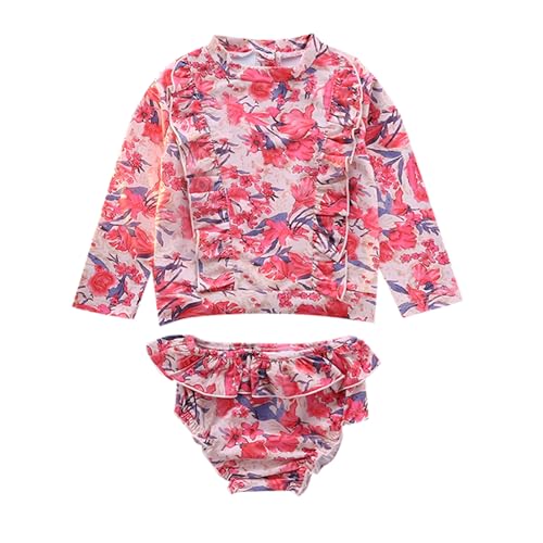 Bañador niña playa y piscina de dos piezas con camiseta de licra manga larga talle alto