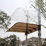 ひさし屋根 後付け 玄関 雨よけ 庇 アルミブラケット付き、PCポリカーボネート オーニング、パティオ日除け 梅雨対策、 住宅用ひさし, サンシェード オーニング屋根ひ、窓ドアオーニング、紫外線、雨、雪からの保護のた、窓/玄関など-スモークグレー-80x180cm