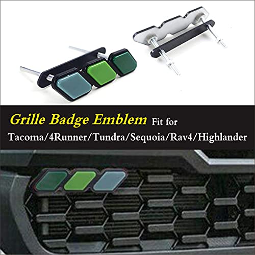 Image of Tri-Color Grille Badge Emblem Decoration Accessories Car Truck Label Compatible for Tacoma 4Runner Tundra Sequoia Rav4 Highlander (Gray Blue /Grass Green /Dark Green)