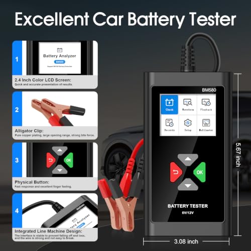 Image of BM560 6V 12V Car Battery Tester, 100-2000 CCA Voltage Tester 2Ah-220Ah Digital Auto Battery Analyzer Internal Resistance Tester Automotive Alternator for Cars /Trucks /Motorcycles /Boats
