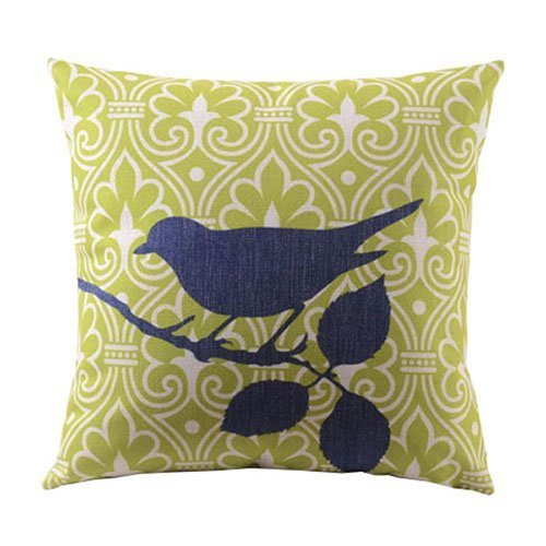 Create For-Life Cotton Linen Decorative Pillowcase Throw Pillow Cover Square 18" Retro Black Bird-image-14