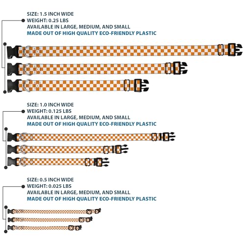 Buckle-Down Plastic Clip Collar - Checker White/TN Orange - 1/2" Wide - Fits 6-9" Neck - Small by Buckle-Down - Image 3