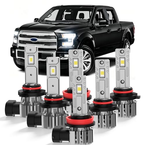 Image of for Ford F150 2015-2023 Light Bulbs Combo | H10 H11 9005 High /Low Beam & Fog Light, 80000LM 6500K Cool White, 1:1 Mini Size, 3-Minute Plug & Play Installation, Pack of 6