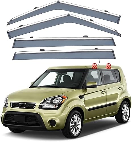 PANXUC Car Wind Deflectors for KIA SOUL AM 2008-2013, Side Window Wind Rain Deflector Window Visor Sun Rain Guard Smoke Guards