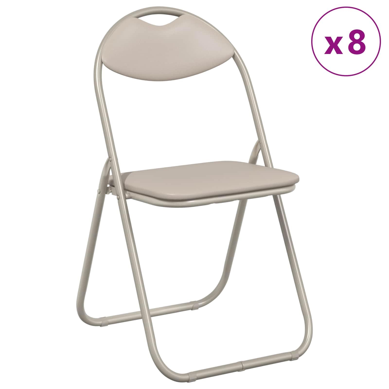 Chaise pliante 8 pièces en cuir synthétique sable 48 x 43,5 x 81 cm