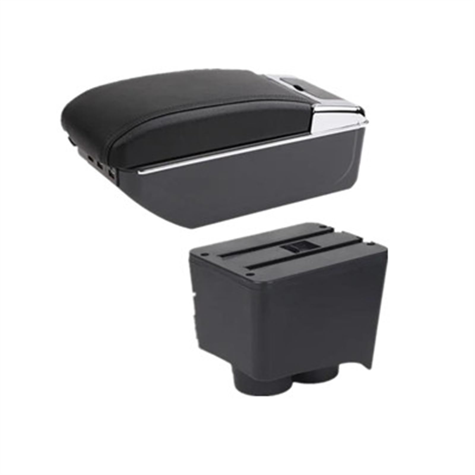 NMJLQW Storage Rack Car Armrest Box 2002-2009 Interior Retrofit Storage Box Car Accessories For Polo 9N 3 Mk4(D black line 7USB)