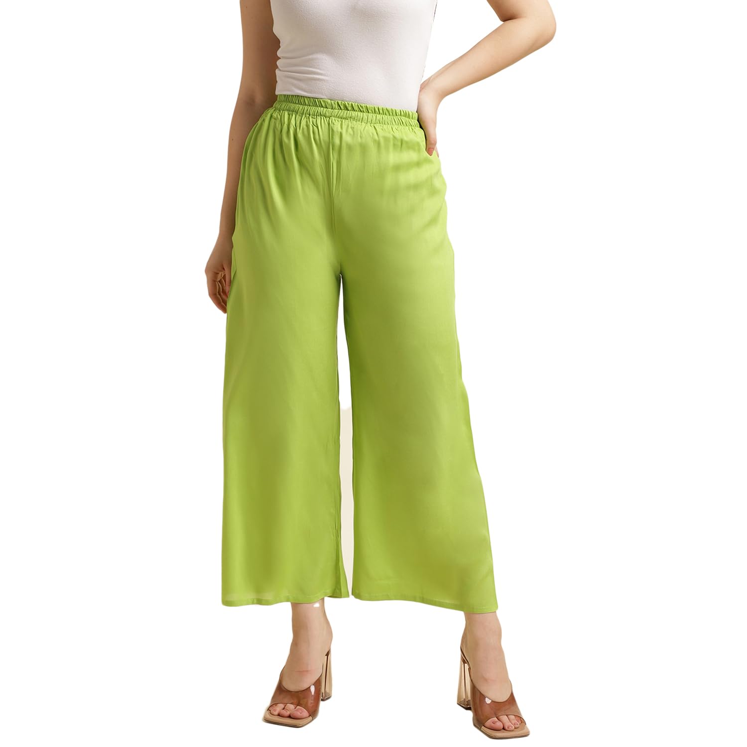 Women's Heavy Rayon Solid Plain Palazzo