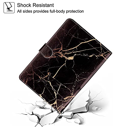 Universal 10" Case, Newshine Synthetic Leather Magnetic Closure [Cards/Money Slots] Flip Stand Wallet Protective Case For All Universal 10 Inch Tablet, Black Marble #TOP6