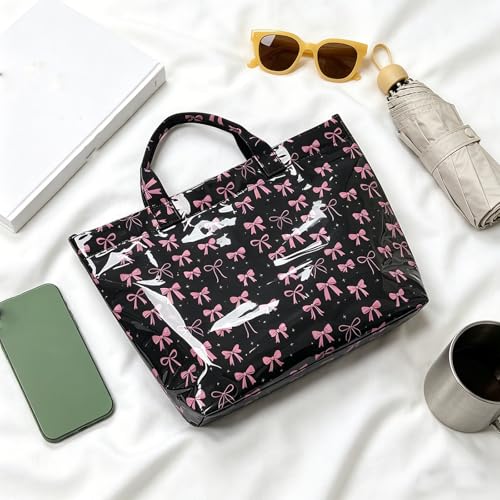Image of Striped PVC Tote Bag for Women, Waterproof Plastic Hobo Handbag Summer Tote for Beach, Pool & Ideal Gift
