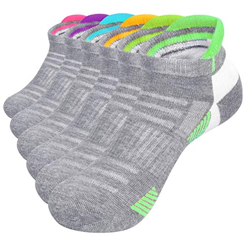 Womens Ankle Socks Low Cut Athletic Workout Sport Cotton Cushioned Running Socks, (6 Pairs),B-White